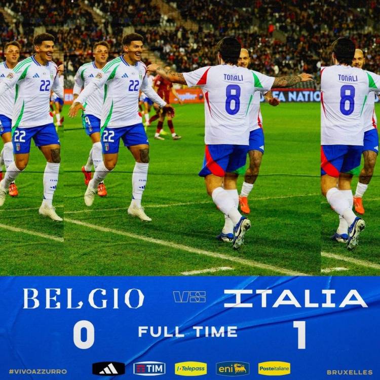 欧国联-托纳利破门卢卡库失良机 意大利1-0比利时