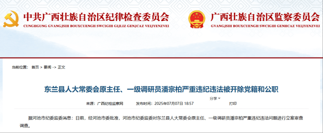 被查后又晋升,潘宗柏今被双开